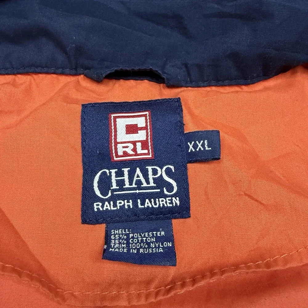 Vintage Chaps Ralph Lauren Anorak Packable Hood Windbreaker Jacket Orange XXL